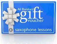 An Ali Bamford saxophone lessons gift voucher